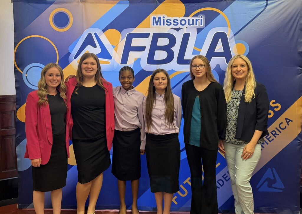 Brunswick R-II FBLA chapter members Emmalyn Newman, Kinsley Leimkuehler, A.J. Hollis, Riley Brashear, and Gabby Jacobs pictured.